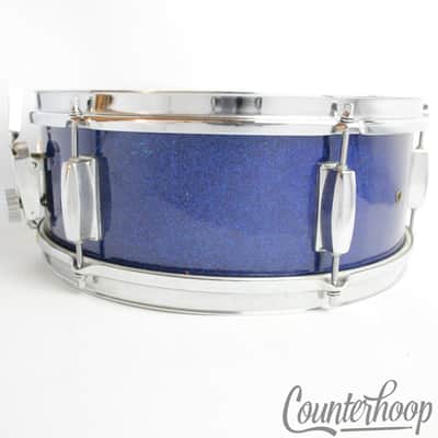 *Pearl "Whitehall"14x5.5"Snare Drum Blue Sparkle 3ply Mahogany Shell Vintage 60s image 5