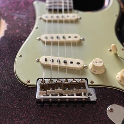 Fender Custom Shop 61 Stratocaster Guitar Heavy Relic 2023 - Super Faded/Aged Magenta Sparkle image 16