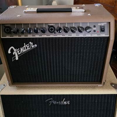 Fender 40 Watt Acoustasonic 6 & 12 Acoustic Guitar & Mic with Fender Ext Cabinet Stereo Two 8-inch Speakers & Correct Extra $ Cable and $25' Fender Guitar Cord! 2024 - Brown Tolex image 3