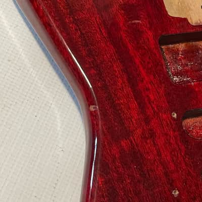 Made in USA KNE Charvel Pro Mod So Cal Style Red Stain Mahogany Guitar Body Floyd Ready Truss Wheel Cutout image 9