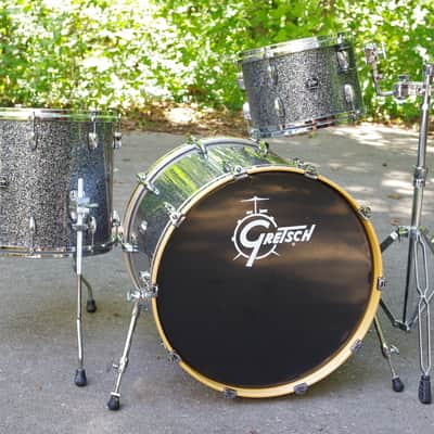 Gretsch Renown Blue metal sparkle Maple black silver blue Drum set kit 22 bass 16 12 tom 3 piece image 1