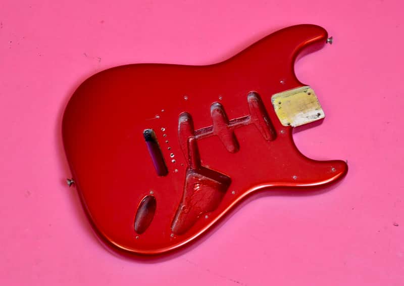 Vintage 1964 / 1965 Fender Stratocaster Project Body - Very Old Candy Apple Red Refinish - Pre-CBS SRV Strat Real Deal 1964 image 1