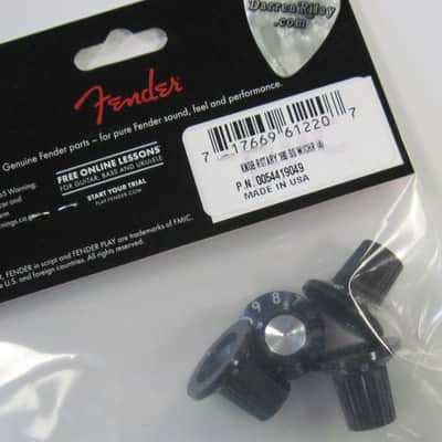 Fender Black-Silver Skirted 1-10 Push-On Amplifier Knobs 180 DEG 0054419049 image 2