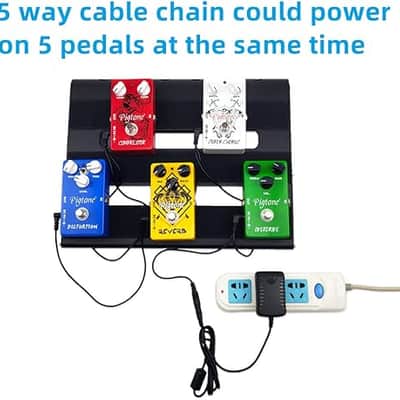 DC 9V Guitar Pedal Power Supply AC Wall Charger Adapter 9V DC 1A 1000mA Tip Negative 5 Way Daisy Chain Pedal Cables for Most Guitar Effect Pedals image 2