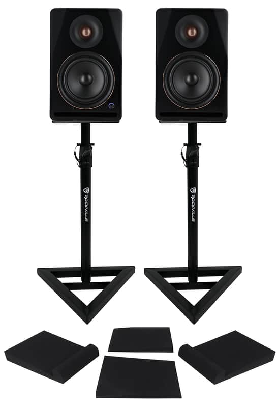 (2) Rockville APM8B v2 8" Powered Studio Monitor Speakers w/USB/Bluetooth+Stands image 1