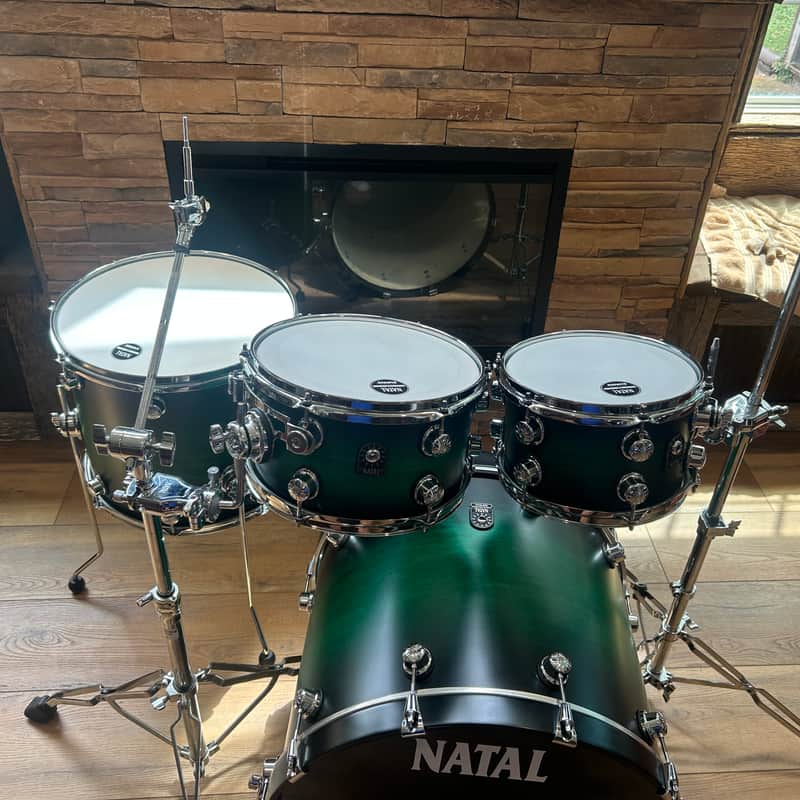 Natal Cafe Racer drum set satin green burst image 1