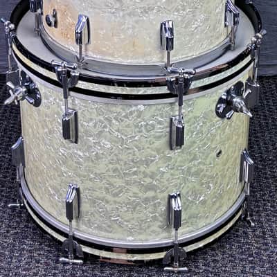 Vintage Rogers Drum Kit 12/16/20/14 Snare - White Marine Pearl image 7