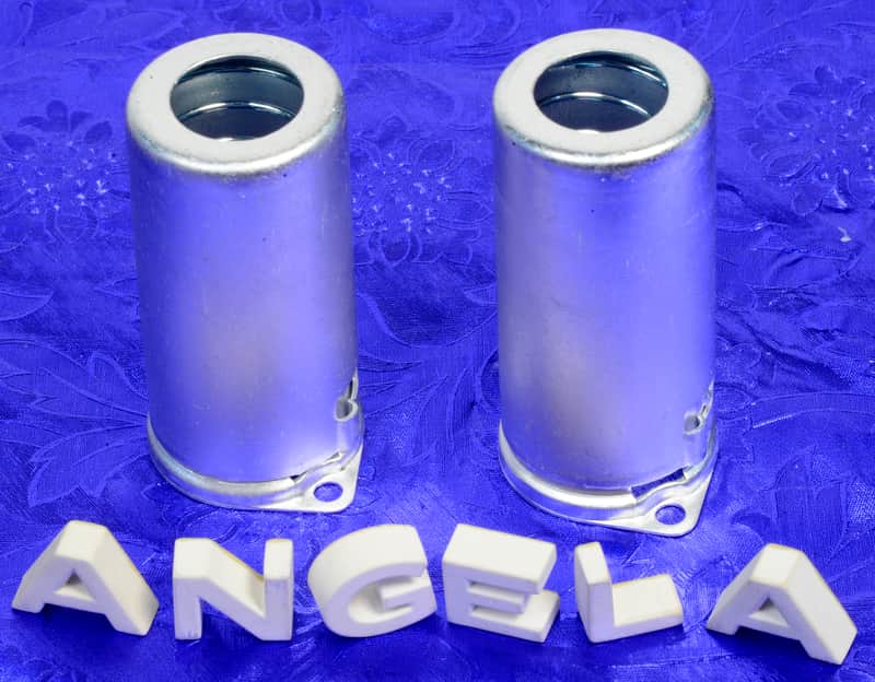 Two Raw Aluminum Medium Nine Pin J-Slot/Bayonet Spring Loaded Tube Shields For 12AX7A And More image 1
