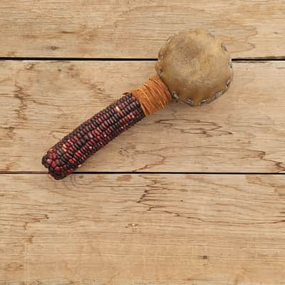 Traditional Corn Cob Rattle - Handmade Native American Style Rawhide Shaker image 5