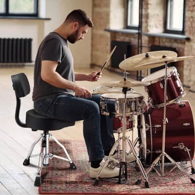 Heavy-Duty Hydraulic Drum Throne w/ Backrest – Adjustable Height for Drummers image 4