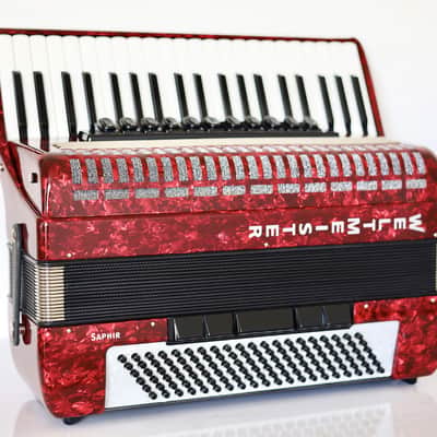 NEW Weltmeister Saphir Red Piano Accordion, made in Germany, 120 Bass buttons, Full-size Keyboard Accordian, incl. Straps and Case, Item Location USA image 4