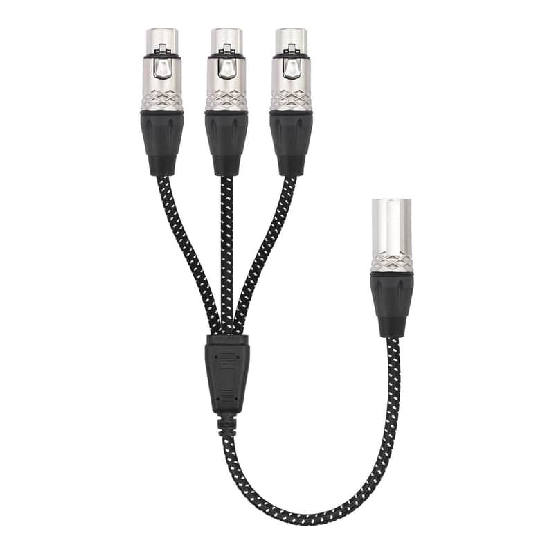 3Pin XLR Male to 3 Female Y Splitter Cable,3 Way XLR Splitter 1 Male to 3 Female Audio Cable Microphone Three in and one out-2FT image 1