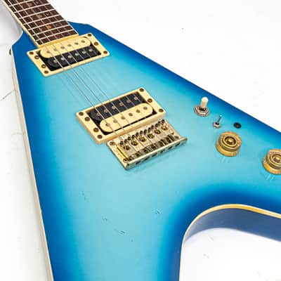 1980s Cort Flying V Electric Guitar – Blue Fade – Made in Korea image 15