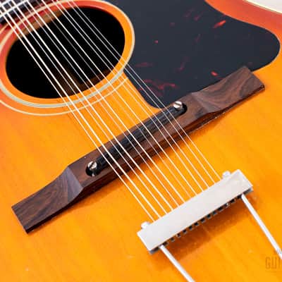1966 GIbson B-45-12 Vintage Dreadnought 12-String Acoustic Guitar Cherry Sunburst w/ Case image 8