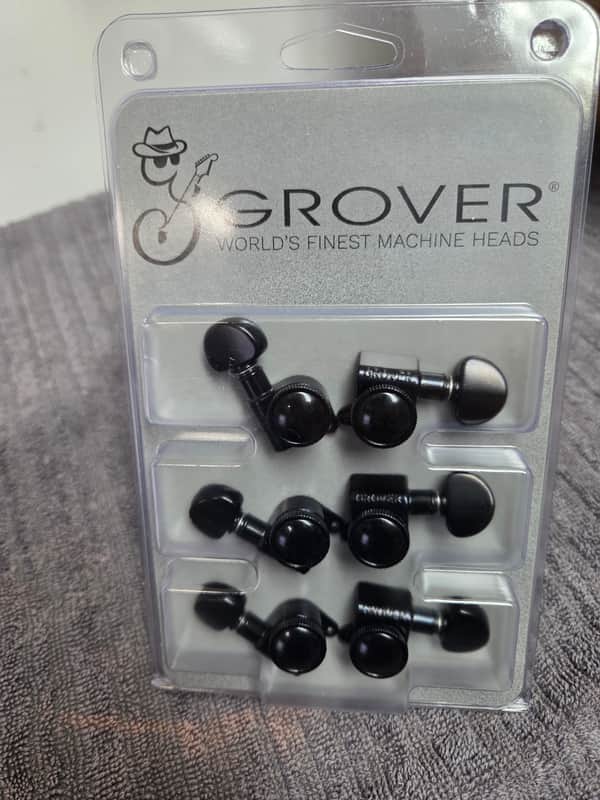 Grover 505BC6 Mini Rotomatic Roto-Grip Locking Tuning Heads (6-In-Line) Black image 1