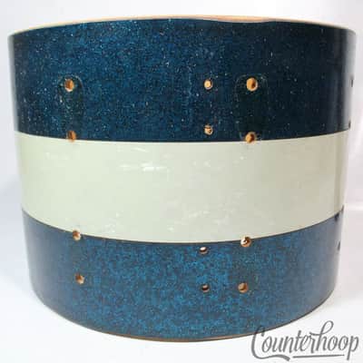 Slingerland 10x14"Blue Sparkle/White Marine Pearl Tenor Tom Drum Shell Vintage60 image 4