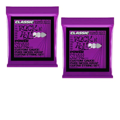 Ernie Ball 2250 Classic Pure Nickel Power Slinky Electric Guitar Strings, 11-46, 2PK image 1
