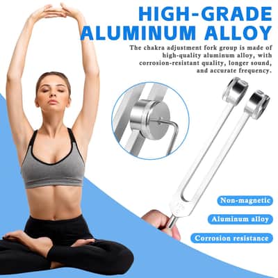 Tuning Fork Set (128Hz, 256Hz, 512Hz) Of 3, Weighted & Unweighted Aluminum Forks With Reflex Hammer And Storage Bag For Chakra/Healing/Medical/Sound Therapy Instruments/Yoga/Meditation Accessories image 4