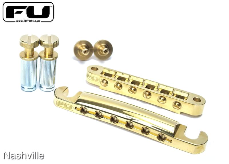 FU-TONE Stop Tail & Tune-O-Matic BRASS Bridge Set - Nashville Style – Natural Brass image 1