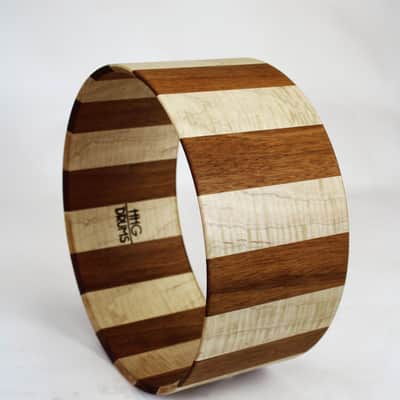 HHG drums 14x7 Maple And Mahogany Stave Snare Drum, Natural Satin Oil image 3