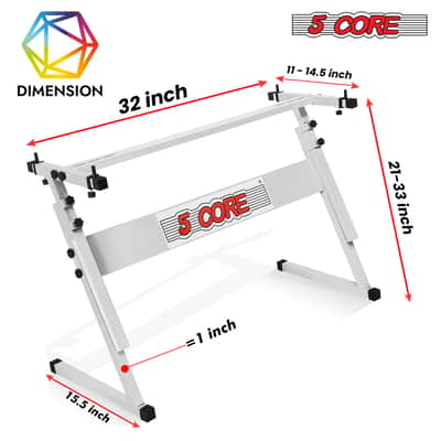 5 Core Keyboard Stand Adjustable 21 - 33" Z Style Metal Electric Piano Riser 330Lb Capacity Foldable image 5
