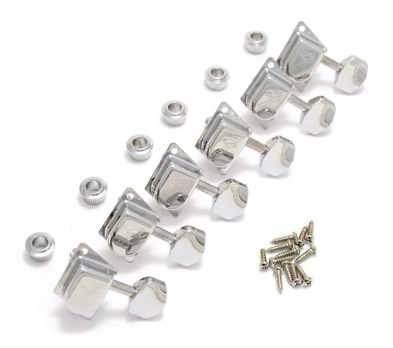 099-0822-100 Genuine Fender Chrome 70s Style "F" Logo Guitar Tuners Strat/Tele image 1