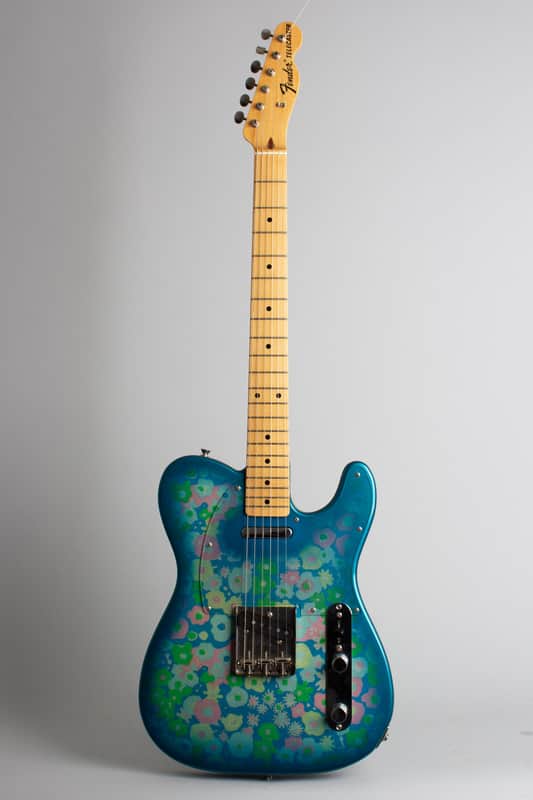 Fender Blue Floral Telecaster Solid Body Electric Guitar (2001), ser. #P077150, black tolex hard shell case. image 1