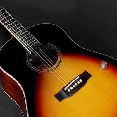 WINZZ AFM16E-SD Slope Shoulder Dreadnought Solid Spruce Acoustic Guitar with Retro EQ image 3