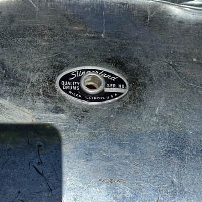 Vintage Slingerland Niles Badge 70's Chrome Over Wood Marching Bass Drum image 2