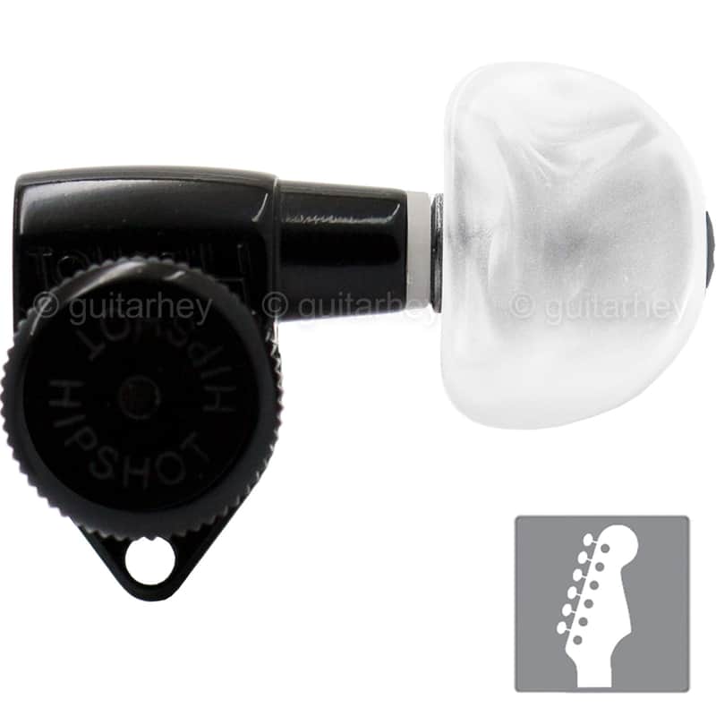 NEW Hipshot 6 In Line Grip-Locking STAGGERED Open-Gear Small Pearl Moon - BLACK image 1