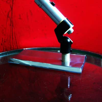 Vintage 1950's Shure 777 / 777S satin chrome crystal microphone harp mic Hi Z w mic clip and Ampex stand PROP REPAIR image 7