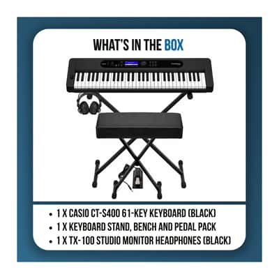 Casio Casiotone CT-S400 61-Key Keyboard with Stand, Bench and Headphones image 7