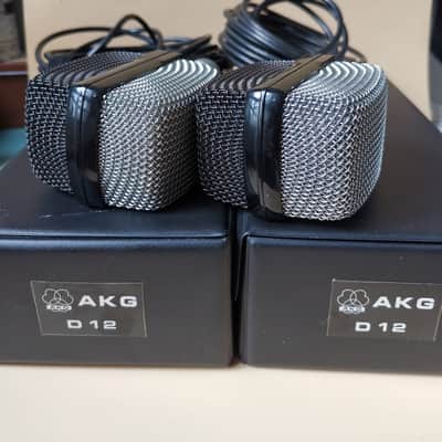 Pair of AKG D12 Cardioid Dynamic Microphone 1950s - 1960s - Silver / Black image 8