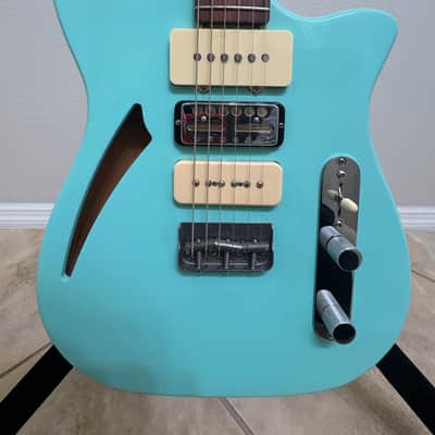 Houston Custom Guitars HCG Standard 3L Thinline T-style Guitar 2020's - Blue-Green image 2