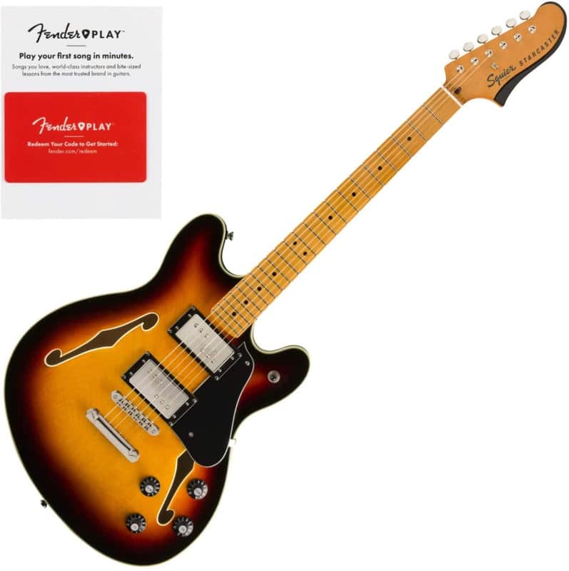Squier Classic Vibe Starcaster Semi-Hollow Guitar, Sunburst  w/Fender Play Card image 1