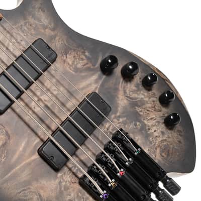 Cort SPACE5SDB Artisan Series Space 5 Poplar Burl Top Soft Maple Body 7pcs Roasted Maple, Walnut, Purple Heart & Maple Neck 5-String Bass Guitar w/Gig Bag image 9