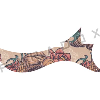 Custom Pickguard For 2021 - Present Made in America Dunable Gnarwhal Bass 2-Humbuckers - Koi Tattoo Graphic .090"