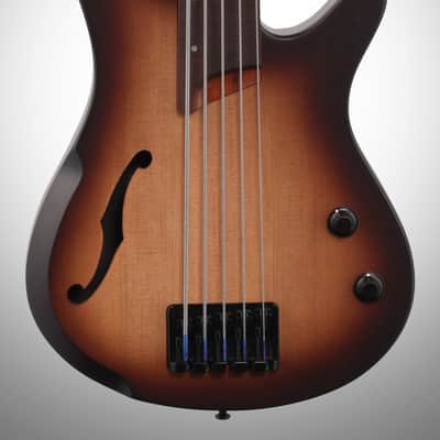 Ibanez SRH505 Bass Workshop Fretless Electric Bass, 5-String - Natural Brown Burst image 3