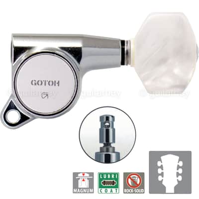 NEW Gotoh SG381-P7 MG MAGNUM LOCKING L3+R3 PEARLOID Tuning Keys Set 3x3 - CHROME
