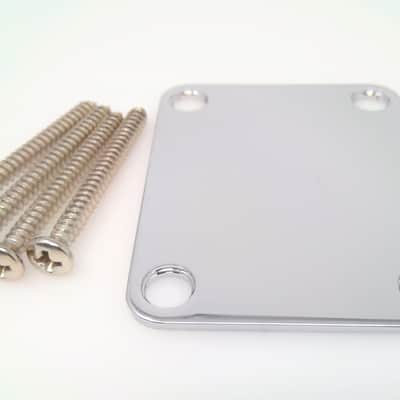 True Custom Shop® CHROME Gotoh Neck Plate & Screws for Fender Strat & Tele image 2