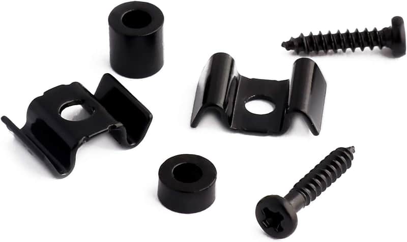 Guitar String Trees String Retainer Guides Compatible with Strat Tele Style Electric Guitar Parts Replacement Pack of 2pcs with Mounting Screws Black. image 1