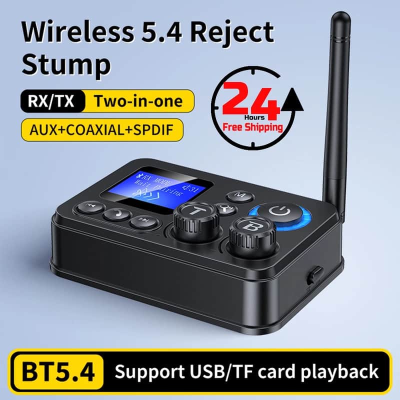 Bluetooth 5.4 Audio Transmitter Receiver HiFi Adapter w/ Optical RCA AUX USB TF image 1