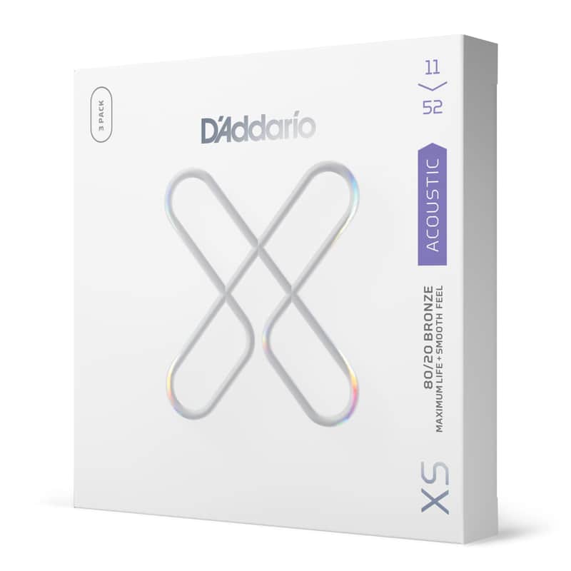 D'Addario 11-52 Custom Light, XS 80/20 Bronze Coated Acoustic Guitar Strings 3-Pack image 1