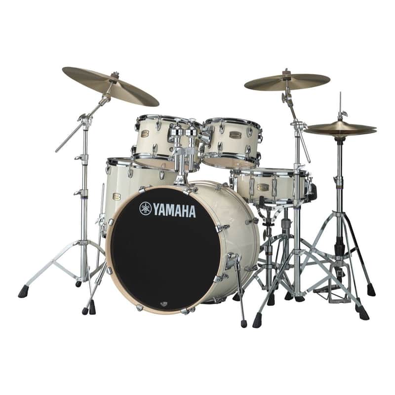 Yamaha 5-Piece Stage Custom Birch Drum Shell Pack with 22 inch Bass Drum and HW-780 Hardware Classic White Finish image 1