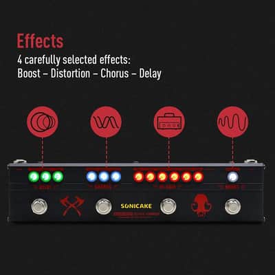 Sonicake Black Hammer Guitar Multi Effect Pedal Heavy Metal Hi-Gain Distortion Boost Chorus image 5