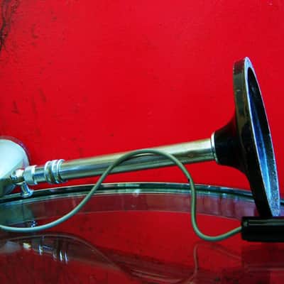 Vintage 1960's AMD 38-015 crystal microphone Hi Z "bullet" harp mic w cable and Aiwa stand Olson Monarch Calrad Argonne image 16