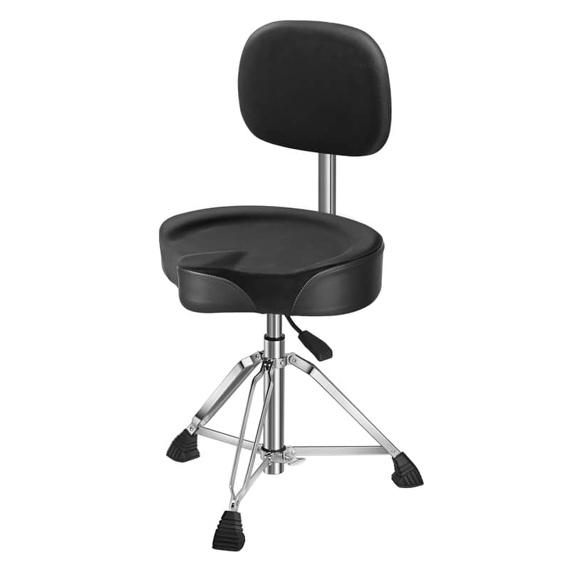 Augioth Drum Throne with Backrest Padded Hydraulic Drum Chair Height Adjustable Drum Stool with Stable Bass Comfortable Memory Foam Drum Seat for Adult Drummers Guitar Players Black image 1