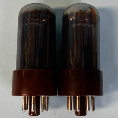 1960s Sylvania 6V6GTA Matched Pair Vintage Motorola Brown Base Smoked Glass!T361 image 3