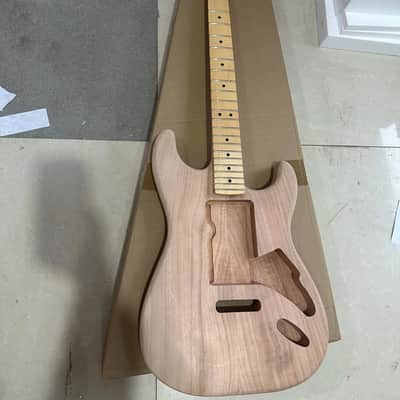 1 Set Unfinished Mahogany Wood Guitar Strat Style Body with Maple Neck image 2
