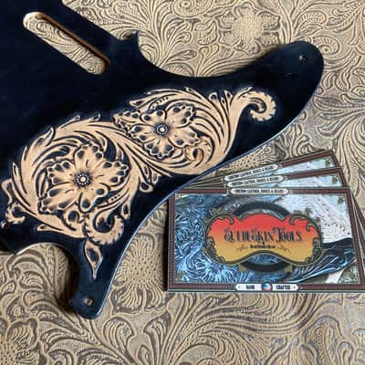 Custom Tooled Leather Pickguard fits Fender Telecaster Tele or Esquire image 2